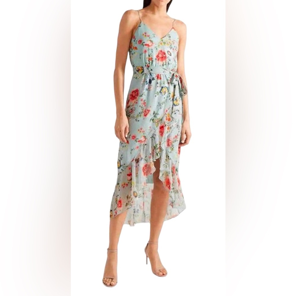 Alice+Olivia Mabel Light Blue Floral Midi Dress 8